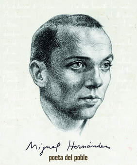 Cartel de la muestra con el retrato de Miguel Hernández